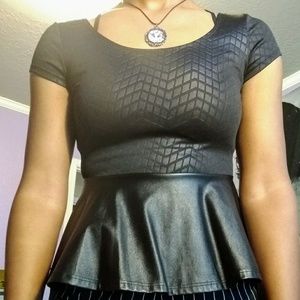 Charlotte Russe black faux leather peplum top